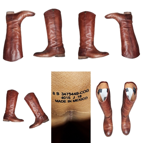 Frye Melissa Button 2 Equestrian-Inspired Tall Boots SZ 8 B Cognac Made in Mexic - Picture 12 of 16